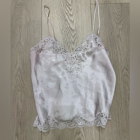 Victoria's Secret Tops - Victoria’s Secret pink silk lace sleep top size medium women’s
